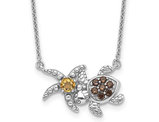 1/2 Carat (ctw) Smoky Quartz and Citrine Turtle Pendant Necklace in Sterling Silver with Chain